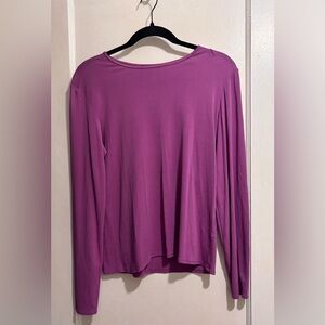 Eileen Fisher Long Sleeve Purple 100% Silk Top Sz M